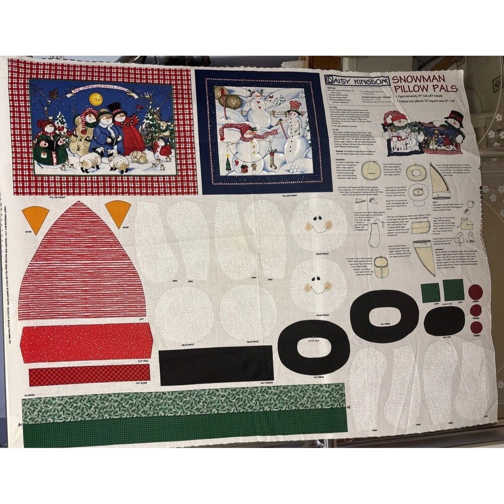 Daisy Kingdom Snowman Pillow Pals Fabric Panel Kit NEW Christmas Winter
